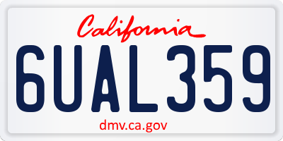 CA license plate 6UAL359