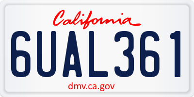 CA license plate 6UAL361
