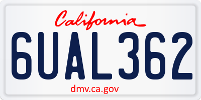 CA license plate 6UAL362