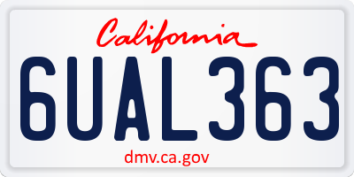 CA license plate 6UAL363