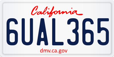 CA license plate 6UAL365