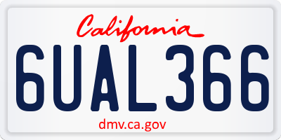 CA license plate 6UAL366