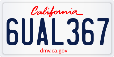 CA license plate 6UAL367