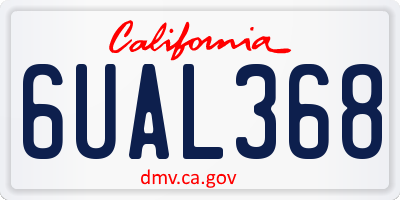 CA license plate 6UAL368