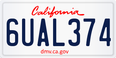 CA license plate 6UAL374