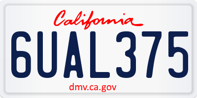 CA license plate 6UAL375