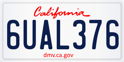 CA license plate 6UAL376