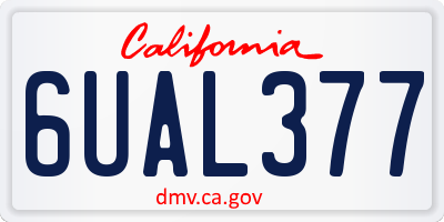 CA license plate 6UAL377