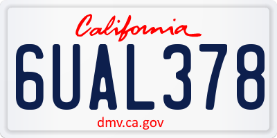 CA license plate 6UAL378
