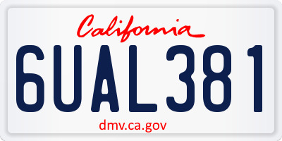 CA license plate 6UAL381