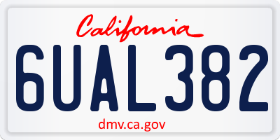CA license plate 6UAL382