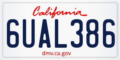 CA license plate 6UAL386