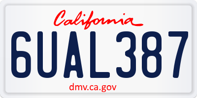 CA license plate 6UAL387