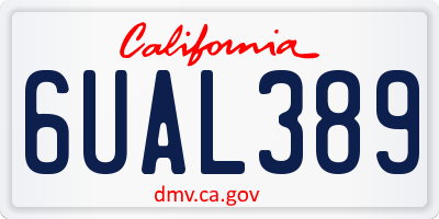 CA license plate 6UAL389