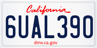 CA license plate 6UAL390