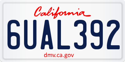 CA license plate 6UAL392
