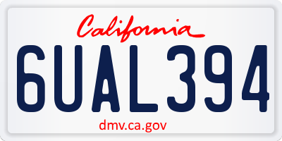CA license plate 6UAL394
