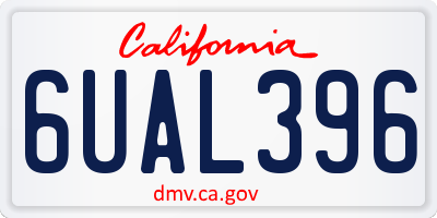 CA license plate 6UAL396