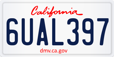 CA license plate 6UAL397