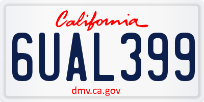 CA license plate 6UAL399