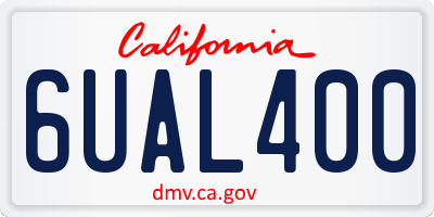 CA license plate 6UAL400