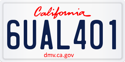 CA license plate 6UAL401