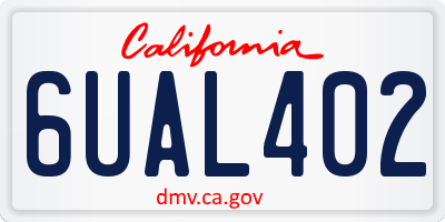 CA license plate 6UAL402