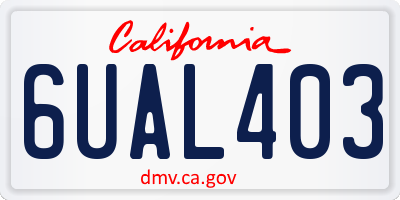 CA license plate 6UAL403