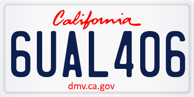 CA license plate 6UAL406