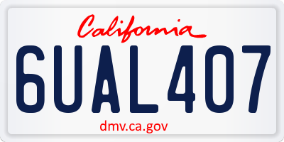 CA license plate 6UAL407