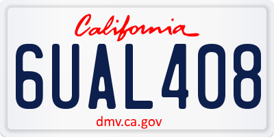 CA license plate 6UAL408