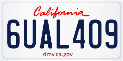 CA license plate 6UAL409