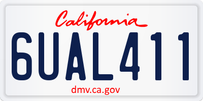 CA license plate 6UAL411