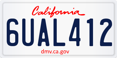 CA license plate 6UAL412