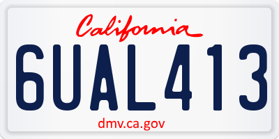 CA license plate 6UAL413
