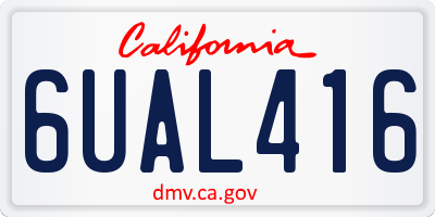 CA license plate 6UAL416