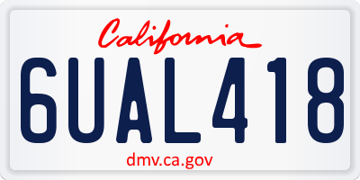 CA license plate 6UAL418