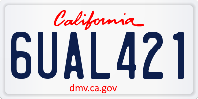 CA license plate 6UAL421