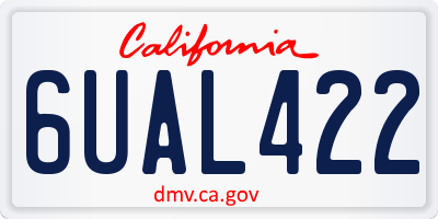 CA license plate 6UAL422