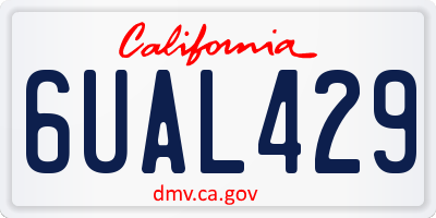 CA license plate 6UAL429