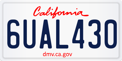 CA license plate 6UAL430
