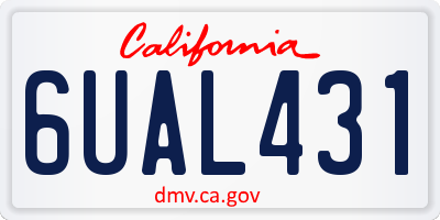 CA license plate 6UAL431