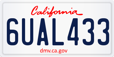 CA license plate 6UAL433