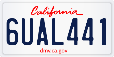 CA license plate 6UAL441