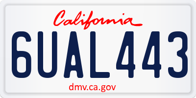 CA license plate 6UAL443