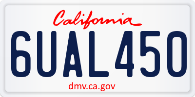 CA license plate 6UAL450