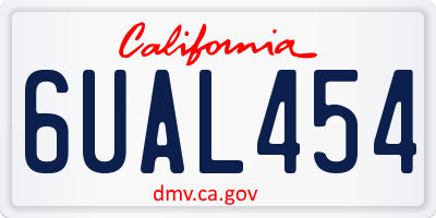 CA license plate 6UAL454