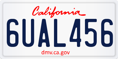CA license plate 6UAL456