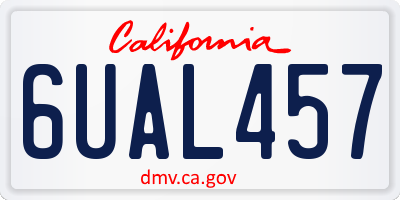 CA license plate 6UAL457