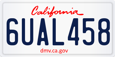 CA license plate 6UAL458
